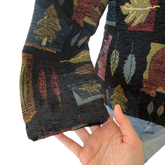 Vintage 90s Winding River tapestry coat nature animals black - Picture 8 of 11